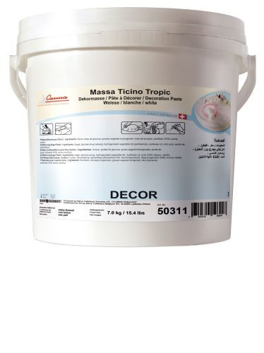 Rollfondant | Überzugs- | Modelliermasse weiß 'Massa Ticino Tropic white' wärmestabil