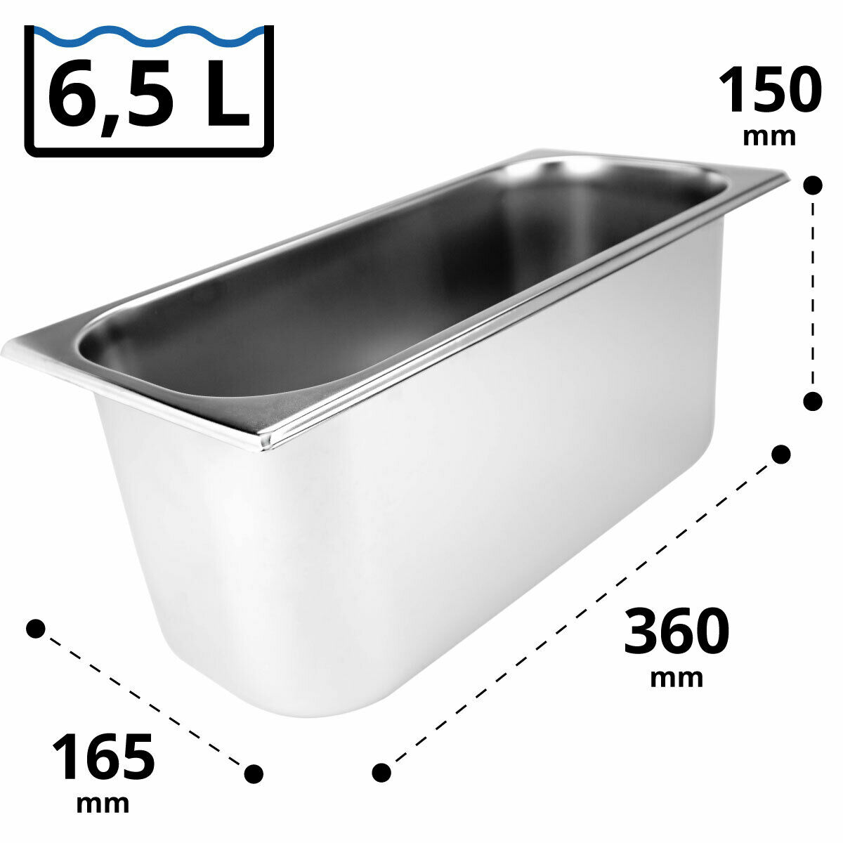 Edelstahleisschale 7,7 Ltr. 360x165x180 mm 